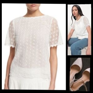 NWT Diane Von Furstenburg Brylee White Lace Top Size Small